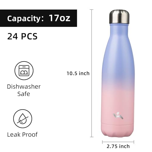 Image of Konokyo 24 Pack 17 oz Insulated Stainless Steel Water Bottle