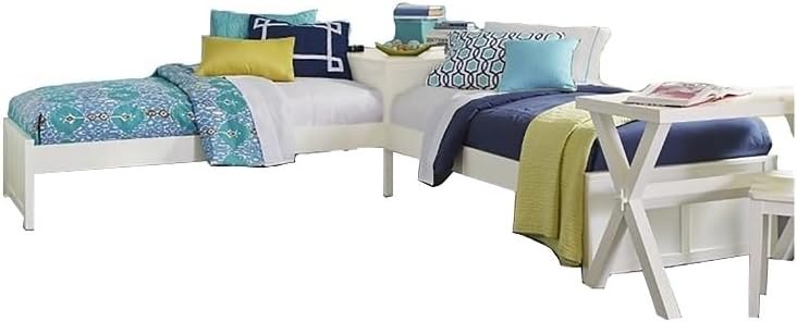 Twin L-Shaped Corner Platform Bed Frame in White