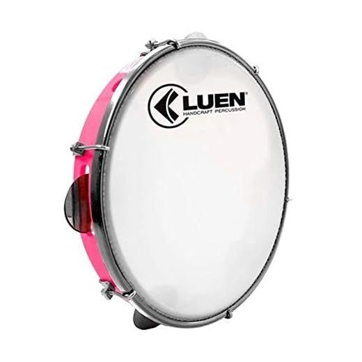 Pandeiro 10" Abs Rosa 6 Afin Plat Inx Ferragem Cromada Leitosa