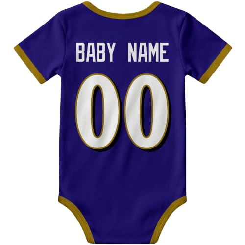 Image of KREDE Baby Clothes Custom Name Bodysuit for Baby Boy Gifts | Short Sleeves Bodysuit with Custom Number Name