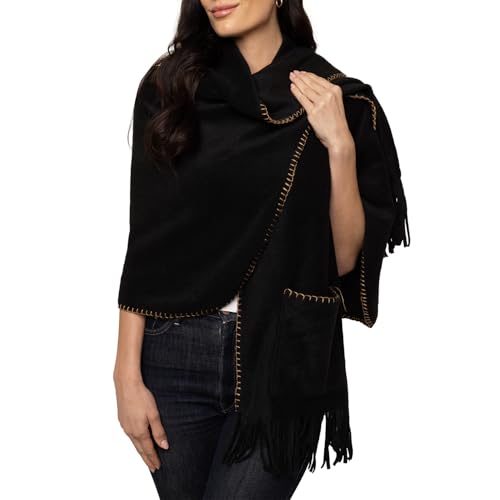 Fleece Traveler Wrap, Cozy Shawl Wraps for Women, Stylish Ponchos for Women