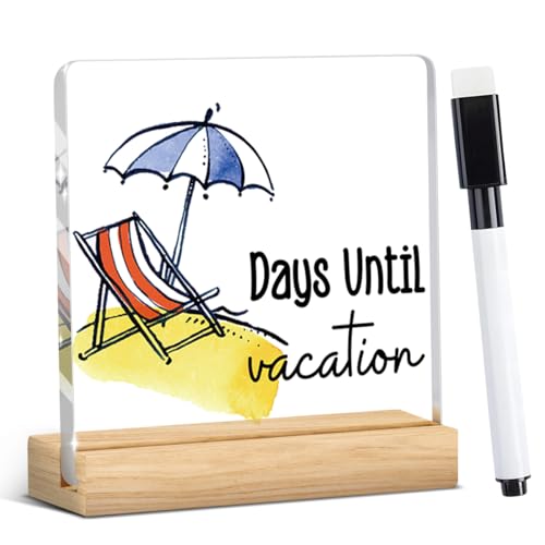 Funny Vacation Countdown Gifts for Women Men, Halloween Christmas Holiday Gifts Ideas, Funny Vacation Countdown Home Office Desk Acrylic Sign A 04