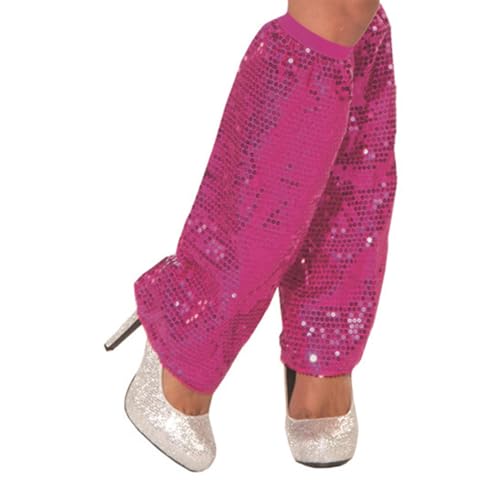 Sequins Leg Warmers Sparkle Leg Sleeves 80 Leg Socks for Women Girls Leg Gifts Rose Red