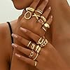 FloralGrace 12 Piece Thick Gold Stacking Rings Set for Women, Vintage Knuckle Rings with Fine Hollow Engraving Joint Finger Midi Ring, Chic Gold Rings for Ladies Elegant #3