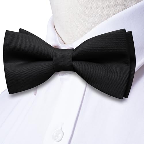 Image of Hi-Tie Bow Ties for Men Pre-Tied Pocket Square with Cufflinks Mens Bowtie Sets for Wedding Formal Party