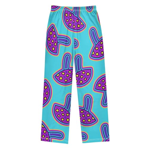 Purple Mushroom Boys Pants Boys Athletic Pants Long Pant for Boywith Pockets Wide-Leg Size 6-14Y2