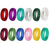 Silicone Wedding Ring for Women, 12 Packs Fish Scale Thin and Stackable Rubber Bands - 5.7 mm Wide -...