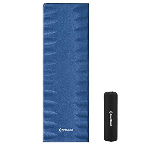 KingCamp Sleeping Pad for Camping, Rollover Prevention Self Inflating Sleeping Pad Camping Mattress Foam Mat with Butterfly Edge Cut for Outdoor & Indoor, Tent Cot Car Backpacking, PVC Free