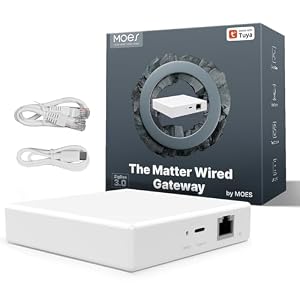 MOES Matter ZigBee Gateway, Smart Home Hub Wired Bridge, Support SmartThings, Homekit and Tuya, Require 2.4GHz WiFi