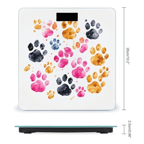 Báscula digital de baño con diseño patas de perro coloridas miniatura 2
