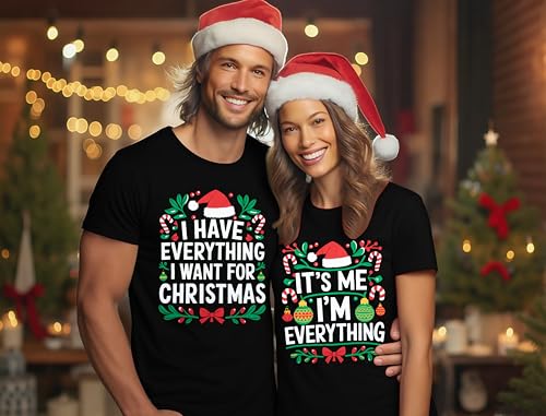 Christmas Couples Shirts Merry Christmas Couples Matching Outfits Xmas Holiday Graphic Short Sleeve Tees Top2