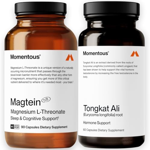 Momentous Magtein Magnesium L-Threonate 145mg, Tongkat Ali for Me...
