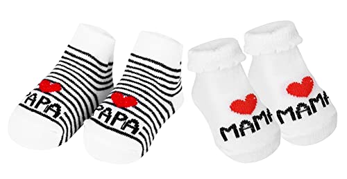 Calcetines Antideslizantes Bebe de 0-6 meses 2 pares, calcetines bebe de algodón antideslizantes, LOVE MAMA and PAPA, calcetines antideslizantes con tapón regalos de bebé para nacimiento niño niña