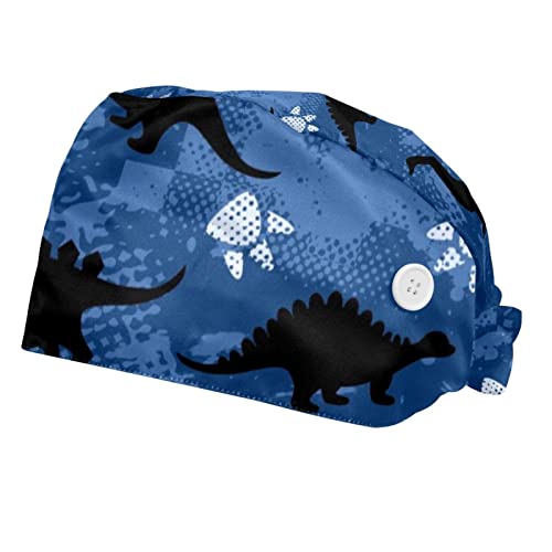 Casquette de travail dinosaure unisexe - Lot de 2 couvre-chefs réglables