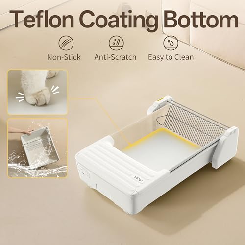 Image of UBPET Automatic Cat Litter Box, Open-Top Self Cleaning Litter Box for Multiple Cats, Weight Sensors Safety Protection, Smart APP Control, Odor-Free Waste Disposal, Works with Bentonite Mineral Litter