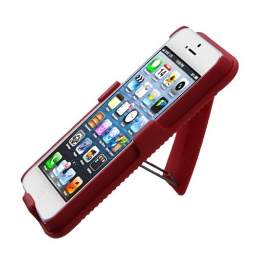 Mybat Iphone5Hbholsfttr04Wp Shell Holster Combo Case For Samsung Galaxy With Kick-Stand And Belt Clip For Apple Iphone 5 / Iphone 5S - Retail Packaging - Red #TOP5