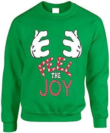ALLNTRENDS Adult Sweatshirt Feel The Joy Cute Holiday Top (XL, Irish Green)