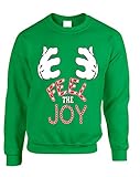 ALLNTRENDS Adult Sweatshirt Feel The Joy Cute Holiday Top (XL, Irish Green)