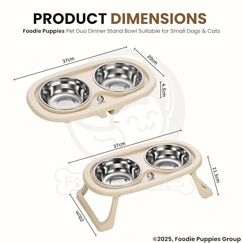 Image of Foodie Puppies Pet Duo Dinner Stand Bowl - (Beige) | Stainless Steel Foldable Stand Bowl for Food & Water | Suitable for Cats, Puppies and Small Dogs | Elevated Feeding Station for Healthy Digestion