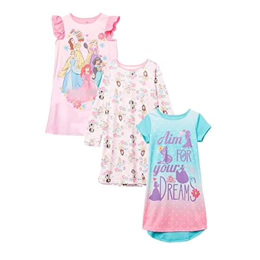 Disney Girls' Princess 3-Pack Nightgown, GIRLS RULE 2, 4