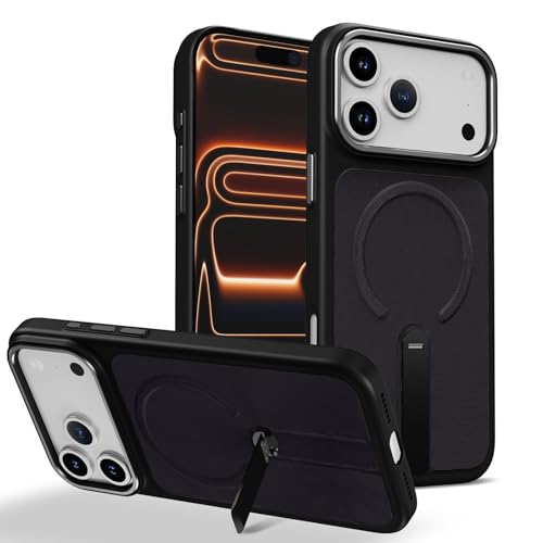 Coque iPhone 17 Pro Max antichoc avec motif tissu arrière et béquille