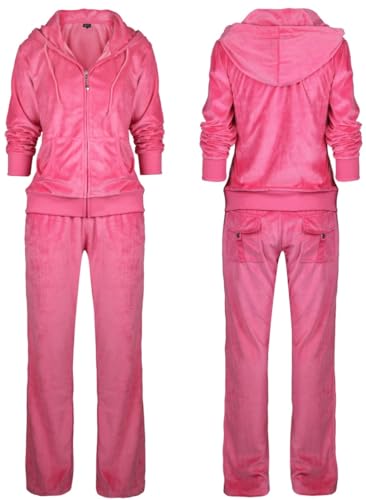 Image of LeeHanTon Womens Jogging Suits Sets Running Velour Outfit Zipper Warm Up 2 Pieces Hoodie and Pant Tracksuit