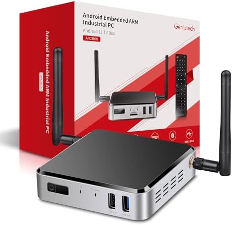 APC390K Android TV Box, 4K Ultra HD Streaming Media Player, Fanless Mini PC and Digital Signage Player with 2GB RAM 16GB ROM, Support Dual WiFi & Bluetooth 5.0