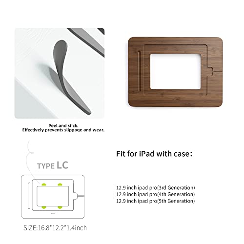 Image of AFOOYO Bamboo Tablet Drawing Stand Tablet Holder - Portable & Adjustable 5 Angles,Laptop Stands Riser,Compatible with 12.9 /13 inch iPad Pro-3rd-7th Gen(Walnut Varnish)