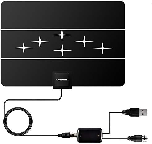 LEGOODS HDTV Antenna, Indoor Digital HDTV Antenna 60-80 Mile Range with Detachable Amplifier Signal Booster 16.5ft Coax Cable and USB Power Supply for 1080P 4K Free TV Channels-2018 Newest Version