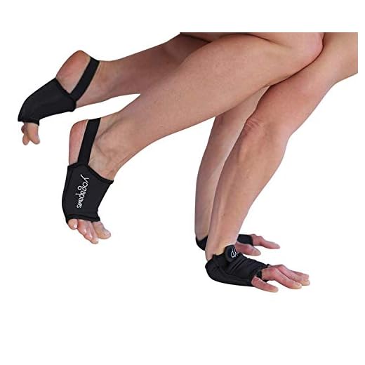 Yoga Paws Elite - Padded Yoga Gloves and Yoga Socks - Portable Travel Yoga Mats for Yoga, Pilates, and Fitness - Yoga Accessories For Women and Men, Classic Black, (Size #3) Women's Wide/ Men's Narrow hand & foot