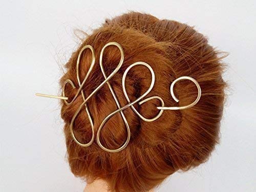Celtic Hair Bun Holder Women's Gold Hair Clip, Hair Pin, Hair fork, Scarf Slide, Hair Barrette, Bun Holder