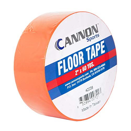 Cannon Sports Heavy Duty Vinyl Floor Marking Tape - 2 Inches x 180 Feet - Tough Floor Tape for Marking, Safety, Pickleball Court Lines - Strong Adhesion on Concrete, Wood & Vinyl Surfaces (Orange)