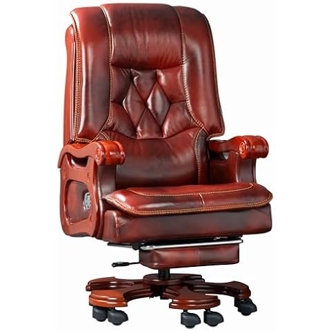 Kinnls Evan Massage Office Chair with Footrest,Genuine Leather Managerial Executive Chair Fully Reclining with Solid Wood Handrail,Adjustable Tilt Back Angle (Massage Chair-Sun Flower) Cover