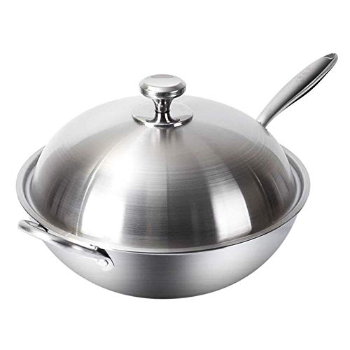 Wok de acero inoxidable 304 sin humo antiadherente