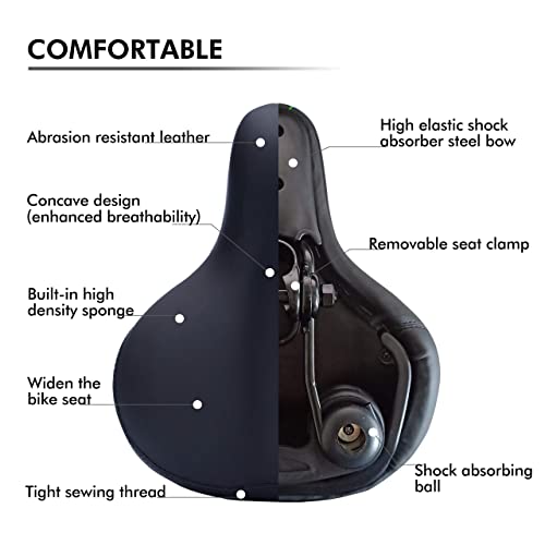 Oxyvan Bike Seat Most Comfortable Universal Replacement Bicycle Seat Cushion Dual Shock Absorbing Ball Wide Bicycle Saddle For Men Women Black #TOP2