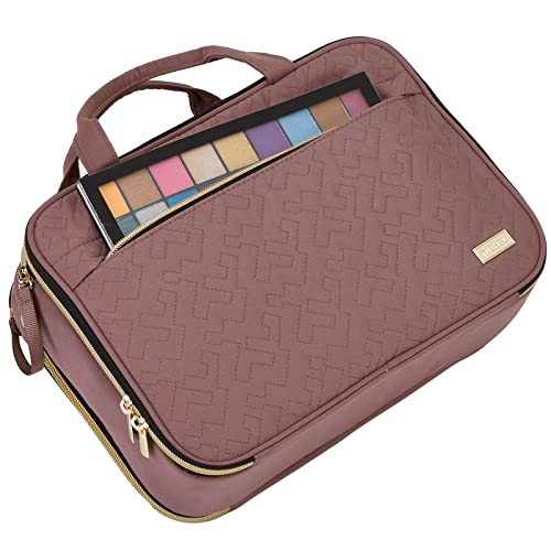 NISHEL Travel Makeup Bag Stand Up, Portable Cosmetic Organizer, Cosmetic Case for Travel-Size Toiletries, Rosewood-Pink - Thumbnail 6