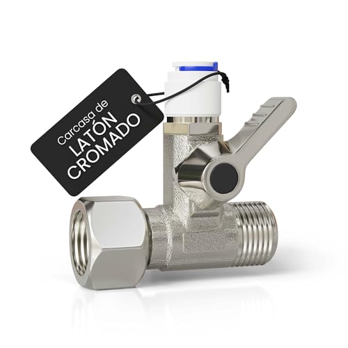 smardy V004 Válvula de Cierre 3/8x3/8x1/4' Conector 3/8 1/4 T Quick-Adaptador Grifo-Cierre Adaptador 3/8 3/8 1/4' para conectar 2 dispositivos (frigorífico SBS, ósmosis inversa y cafeteras)