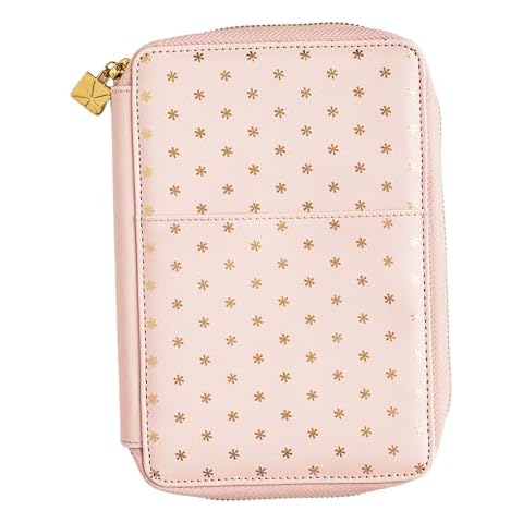 Erin Condren Premium Planny Pack, Blush Asterisks Vegan Leather Zip-Around Design, Multi-Purpose Zipper Case for Planning Supplies, School and Office Supplies, Makeup, Tech and More Cover