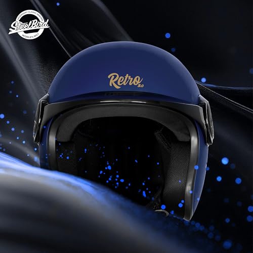Image of Steelbird SBH 65 Retro 3.0 DOT and ISI Certified Open Face Helmet for Men and Women