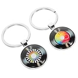 Porte-clés en forme de disque vinyle – ce porte-clés sur le thème de la musique est idéal pour les créations diy, la décoration de sacs et bien plus