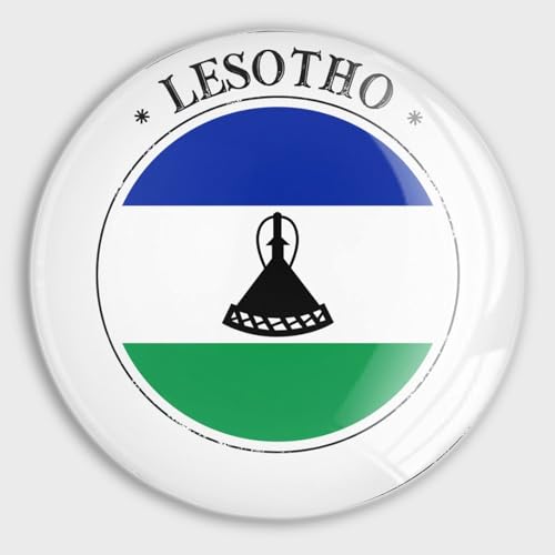 Small Magnets Refrigerator Glass Lesotho Flag National Flags Patriotic Round Fridge Magnets Magnetic Stickers for Refrigerator Holiday Mailbox Garage Door School Decor Travel Souvenirs
