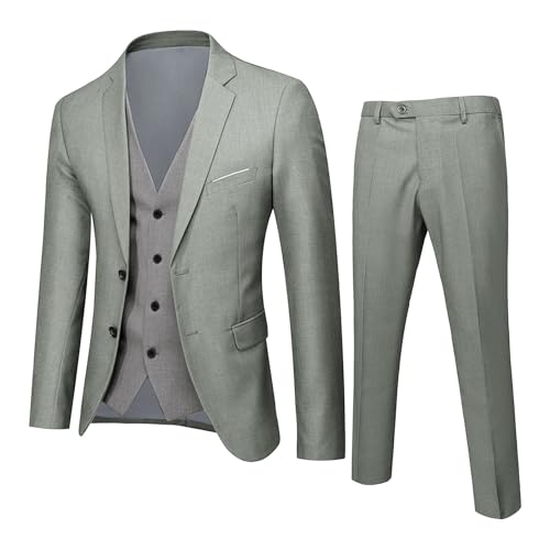 Mens Suits 3 Piece Fomal Business Jackets Matching Vest & Slim Fit Straight Pants Suit Wedding Party Casual Sets2
