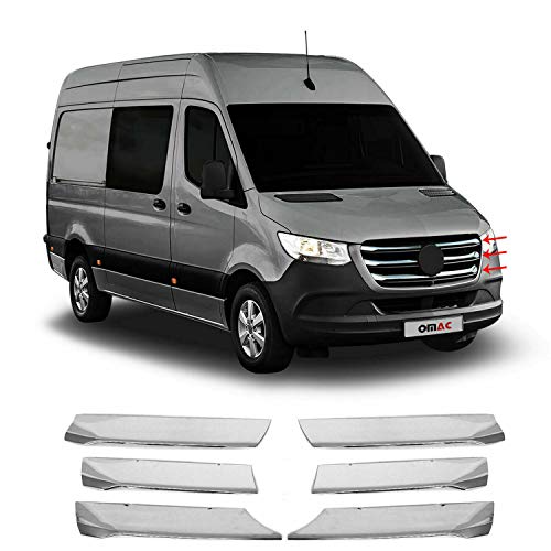 Moulure de Grille de Calandre Compatible avec Mercedes Sprinter W907 2018-2023, Garniture Baguette de Calandre en Acier Inoxydable Argent