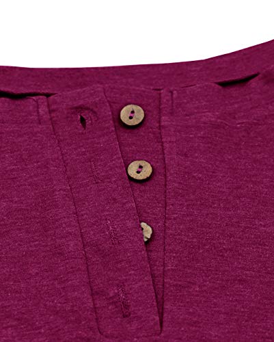 Topstype Women's Long Sleeve Henley Tops Pullover with Buttons Down Casual Loose Fit V-Neck Tunics