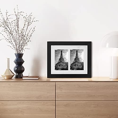 Fabian Clarke London® Modern Black 10x8 Picture Photo Frame with White Mount For Two 6x4 Photos Wall Hung or Freestanding