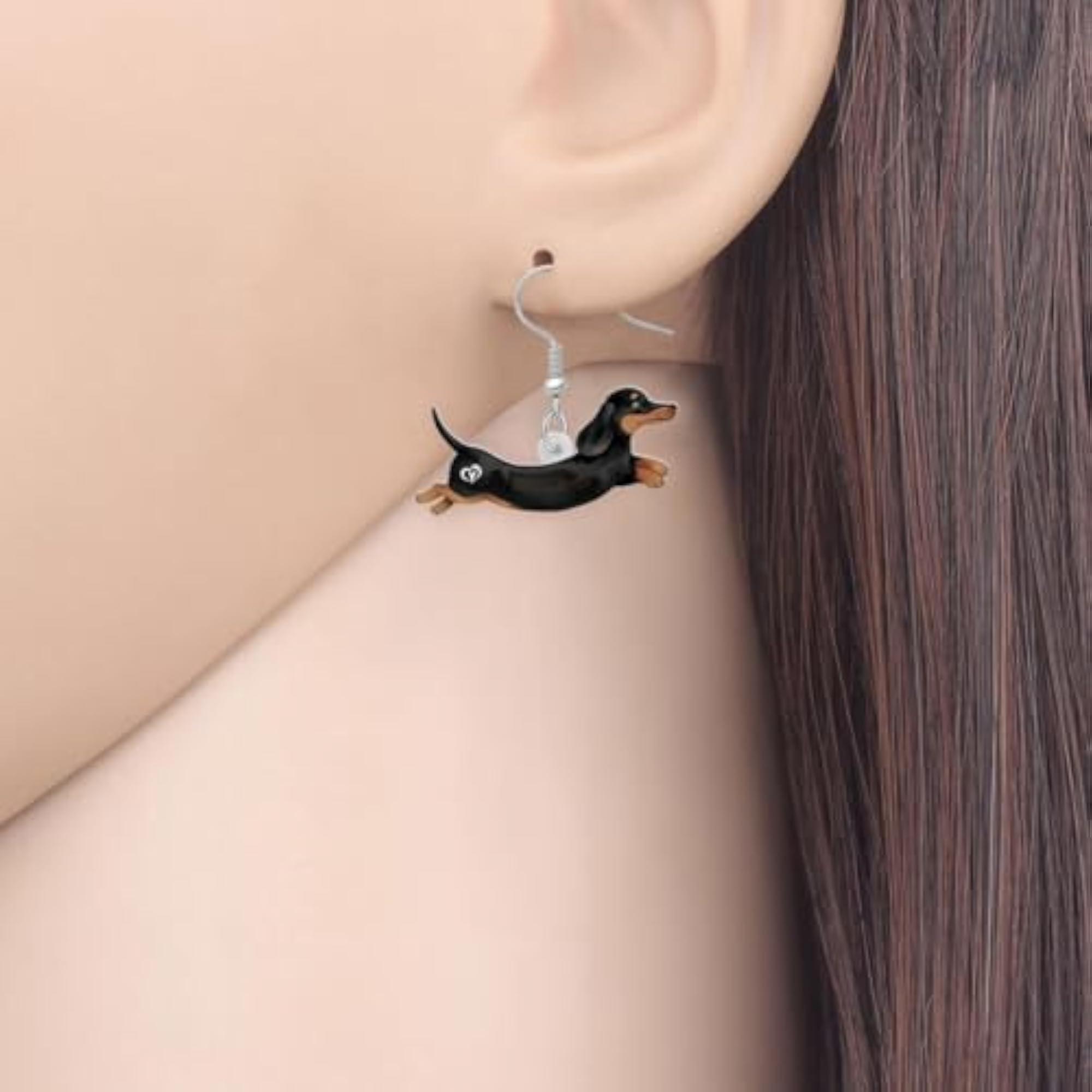 Acrylic Dangle Dachshund Dog Earrings for Women