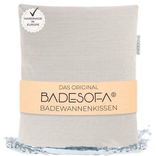 BADESOFA Badewannen-Kissen L | Premium-Qualität | Bequemes Wannenkissen | Waschbar Schnelltrocknend Made in EU | Bade-Polster in Perlmutt | Zubehör für breite hohe Badewannen