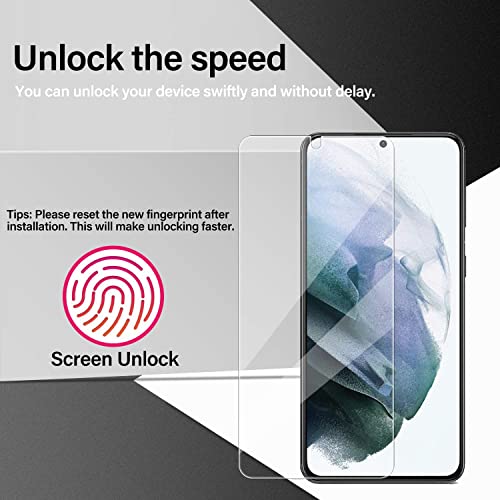 Bigface Galaxy S21 Tempered Glass Screen Protector + Camera Lens Protector [ 2 + 2 Pack ][Case Friendly] [Anti-Scratch] [Ultrasonic Fingerprint Unlock] Clear Hd Protective Film For Samsung Galaxy S21 #TOP3