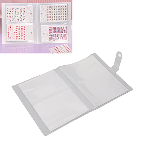 80 Slots Nail Art Sticker Storage Book,Large Capacity Ail Stenicls Organizer Book,Frosted Transparent Empty Nail Art Sticker Photo Album, Empty Nail Decals Organizer