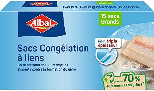 Albal - 15 Freezer Bags with Ties - Large Model 6L - Triple layer - Dispenser box - 70% recycled resources image 2